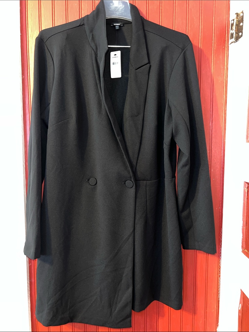 New Express Double Breasted Padded Shoulder Blazer Romper Black Size XL